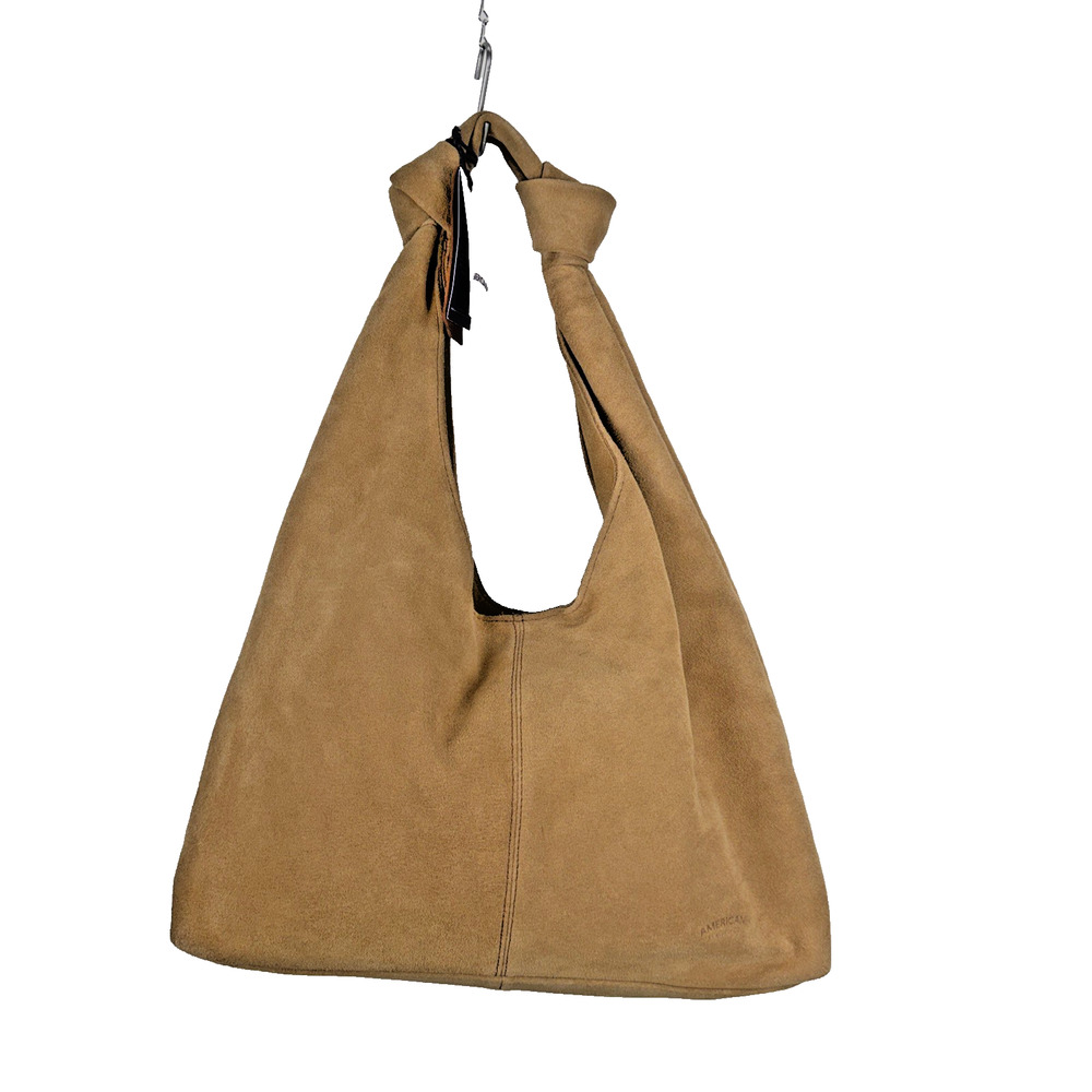 American Leather Co Marietta Knot Hobo Purse Shoulder Bag Cognac Suede Boho